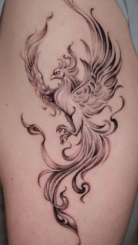 Phoenix Face Tattoo, Beautiful Phoenix Tattoo Feminine, Phoenix Infinity Tattoo, Phinixbird Tattoo, Phenoix Tattoos Back, Pheonix Tattoo Stencils, Thigh Phoenix Tattoo, Phoenix Tattoo Stencil, Phoenix And Dragon Tattoo