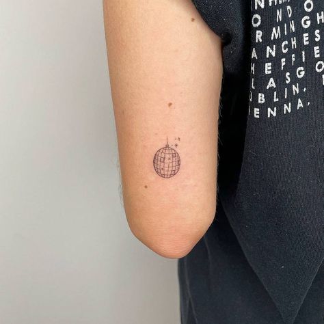 Disco Ball Tattoo, Ball Tattoo, Party Tattoos, Elements Tattoo, Cute Tiny Tattoos, Simple Tattoo, Sketch Pad, Discreet Tattoos, Dainty Tattoos