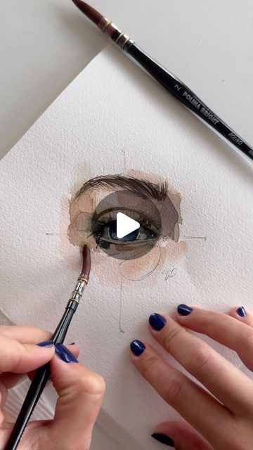 Polina Bright on Instagram: "Draw an eye with me ☀️ #watercolor #watercolorpainting #painting #art #aquarelle #artist" Drawing Eyes Closed, Eye Art Watercolor, Eyes Drawing With Watercolor, How To Paint Eyes Watercolor, Watercolor Eye Painting, Watercolour Eyes Tutorials, Eye Watercolor Painting Easy, Eye Watercolor Painting, Realistic Eye Watercolor Painting