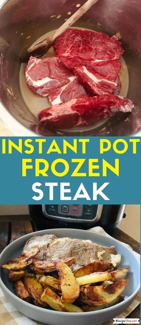 Instant Pot Frozen Steak. How to instant pot frozen steak. Time to make the most delicious tender steak you have ever tried in your instant pot. Direct from your freezer into your instant pot pressure cooker, this is a truly amazing must try instant pot recipe. #instantpotrecipes #instantpotsteak #instantpotfrozen #instantpotfrozensteak Sirloin Steak Pressure Cooker Recipes, Frozen Flank Steak Instant Pot, Instant Pot Frozen Steak, Steak In Instant Pot How To Cook, Frozen Round Steak Instant Pot, Pressure Cooker Steak Recipes, Frozen Steak Recipes, Steaks In Instant Pot, Instapot Steak Recipes