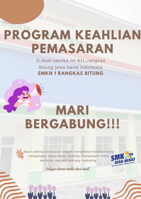 Contoh poster promosi jurusan bdp #smkbisa #bdp Home Decor Decals, Marketing