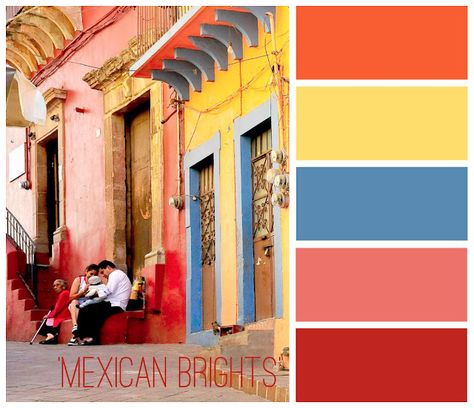 mexican brights - from littletree designs                                                                                                                                                     More Mexican Color Scheme, Mexican Color Palette, Elegant Kitchen Decor, Pioneer Woman Kitchen Decor, Mexican Interiors, Mexican Colors, Kitchen Colour, Mexican Home Decor, Paint Color Schemes