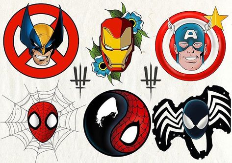 Spiderman Wolverine, Venom Tattoo, Spiderman Tattoo, Marvel Wolverine, Tattoo Background, Marvel Tattoos, Donkey Kong Country, Geek Tattoo, American Traditional