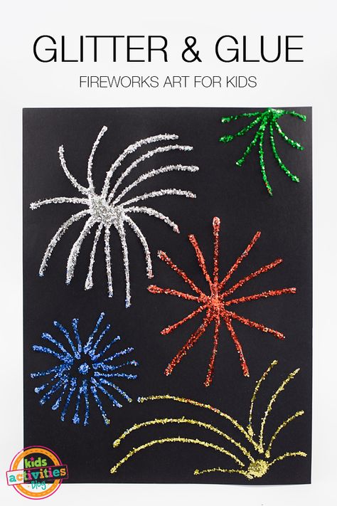 Fireworks Art Bonfire Night Crafts, Fireworks Craft For Kids, New Year's Eve Crafts, Firework Painting, Diwali Activities, Fourth Of July Crafts For Kids, Fireworks Craft, Fireworks Art, Fireworks Pictures