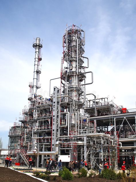 Oil refining factory. Equipment at an oil refinery facility , #Affiliate, #factory, #refining, #Oil, #Equipment, #facility #ad Manufacturing Factory Design, Oil Factory, Industrial Environment, Temple Design For Home, Industrial Engineering, Manufacturing Factory, Water Pictures, Oil Refinery, Industrial Architecture