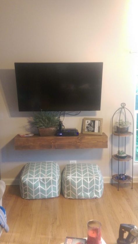 Floating Media Shelf, Shelves Under Tv, Shelf Under Tv, Floating Shelf Under Tv, Tv Mounted, Bedroom Arrangement, Under Tv, Floating Shelves Living Room, Floating Shelves Kitchen