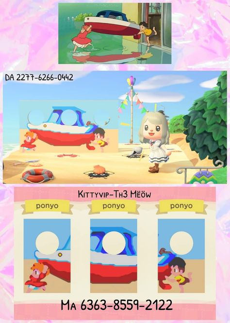 Animal Crossing New Leaf Qr Codes Studio Ghibli, Ponyo Acnh Codes, Acnh Ponyo Design, Animal Crossing Ghibli Design, Ghibli Acnh Codes, Acnh Ghibli Design Codes, Acnh Studio Ghibli Codes, Animal Crossing Studio Ghibli Codes, Ponyo Animal Crossing