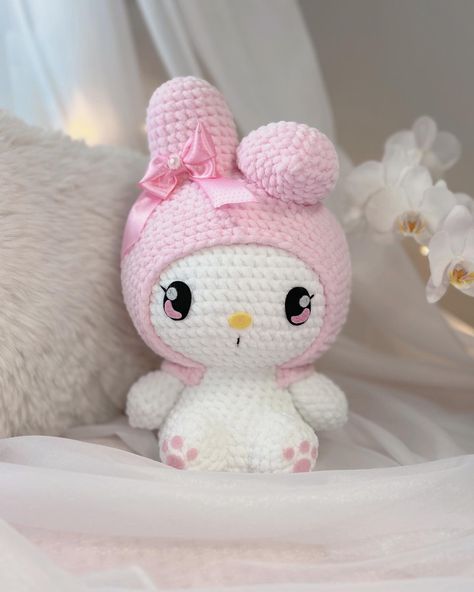 My Melody!🎀 #mymelody #sanrio #crochet #handmade #amigurumi Sanrio Crochet, Easy Crochet Animals, Crochet Baby Sandals, Crochet Keychain Pattern, Fabric Sewing Patterns, Crochet Baby Toys, Easy Paper Crafts Diy, Hello Kitty Pink, Kawaii Crochet