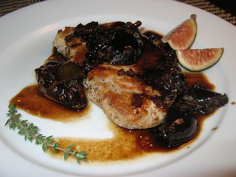 Pork Chops in Balsamic Fig Sauce by Kevin - Closet Cooking, via Flickr Pork Chops With Fig Sauce, Pork Tenderloin Recipes Fig Jam, Pork Loin With Fig Jam, Fig Balsamic Pork Tenderloin, Fig Balsamic Roasted Pork Tenderloin, Fig Sauce, Bbq Pork Recipes, Bbq Pork Ribs, Bbq Shrimp