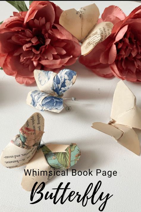 Transform old book pages into whimsical butterflies with our DIY tutorial! Create charming wall art or decorative accents with these delightful book-inspired butterflies. Perfect for adding a touch of literary magic to your home decor Wall Art With Book Pages, Whimsical Butterflies, Diy Old Books, Easy Butterfly, Book Art Projects, Old Book Crafts, Tape Projects, Journal Embellishments, Book Page Crafts