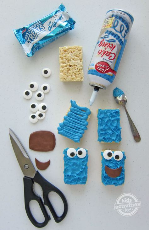 Monster Rice Krispie Treats, Cookie Monster Birthday Party, Monster Baby Showers, Monster 1st Birthdays, Cookie Monster Party, Cookie Monster Birthday, Elmo Birthday Party, Sesame Street Birthday Party, Monster Birthday Parties