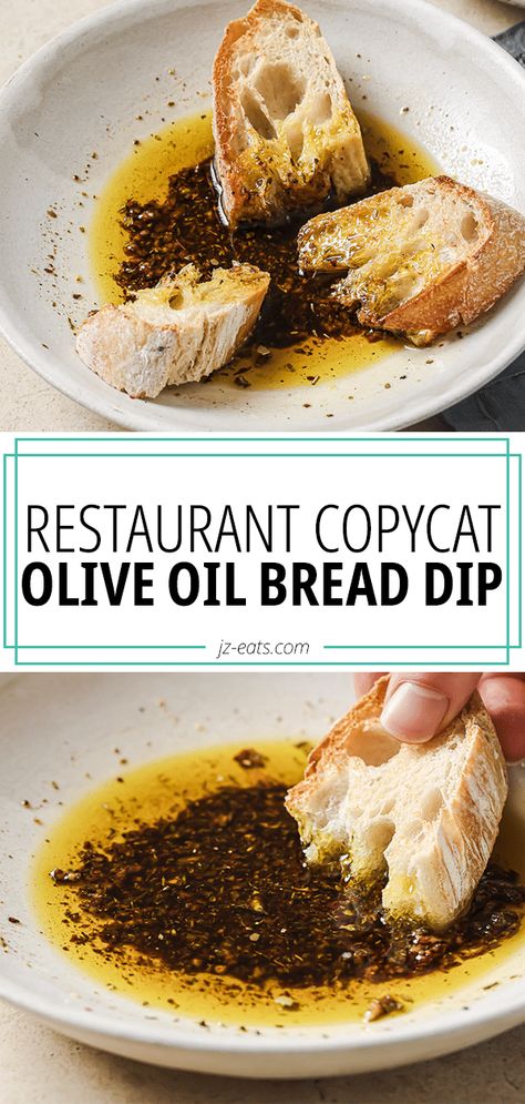 Olive Oil Bread Dip Recipe (Restaurant-Style) - JZ Eats Dipping Bread Recipe Olive Oils, Bread With Dipping Oil, French Bread Olive Oil Dip, Best Olive Oil Bread Dip, Olive Oil Dipping Sauce For Bread Balsamic Vinegar, Dipping Olive Oil For Bread, Cpk Bread Dipping Oil, Oil Vinegar Bread Dip, Dips To Eat With Sourdough