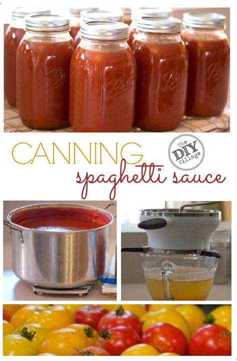 DIY Canning spaghetti sauce, home preserving step by step. Ball Canning Tomato Sauce, How To Jar Spaghetti Sauce, Hot Water Bath Canning Spaghetti Sauce, Crockpot Spaghetti Sauce For Canning, Bottled Spaghetti Sauce Recipe, Home Canned Spaghetti Sauce, Home Preserving, Diy Spaghetti Sauce, Canned Spaghetti Sauce Recipe