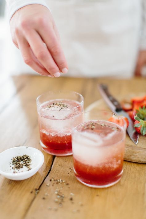 Strawberry Shrub + Black Pepper Cocktail | Recipe: @thecoastaltable | Styling: @Abbycapalbo | Photography: @erinmcginn #cocktail Pepper Cocktail, Strawberry Shrub, Shrub Drink, Shrub Recipe, Urban Gardening Ideas, Spring Cocktail, Craft Cocktail Recipe, Beer Recipes, Urban Gardening