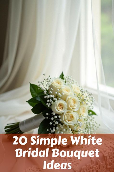 Did you know that a simple white bridal bouquet can steal the show? Discover Instagrammable floral designs that perfectly complement your wedding dress. Dive into classic arrangements, from lush white roses to delicate lilies, guaranteed to add elegance without overshadowing your beauty. These chic bouquets are a must-see for any bride aiming for that timeless look. Click to explore stunning options that are anything but basic! Bridal Bouquet With Gypsophila, Bridal Bouquet Winter White, Long Rose Bouquet, Make Wedding Bouquet, Simple Elegant Bridal Bouquet, Diy Flower Bouquet Wedding, Bridal Flowers Bouquet Simple, Simple Elegant Wedding Bouquet, White Wedding Flowers Ceremony