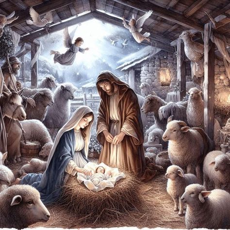 Holly Pictures, Bible Verses About Love, Birth Of Jesus, Angel Pictures, Jesus Art, Holy Family, Christmas Nativity, Jesus Pictures, Nativity Scene