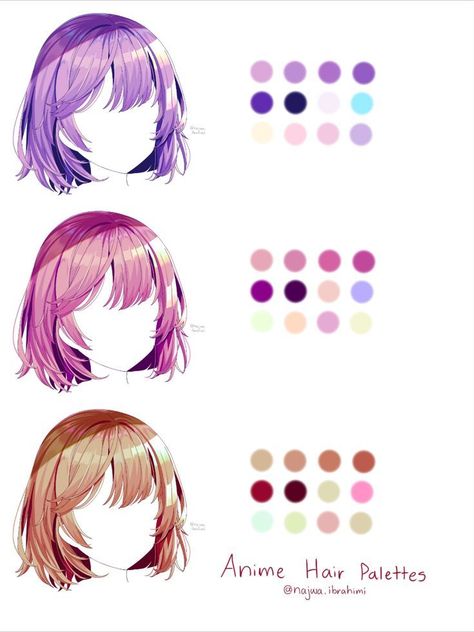 Procreate Drawing Tutorials, Hair Styles Art, Skin Color Chart, Hair Shading, Anime Hair Color, Digital Art Software, Drawing Hair Tutorial, Anime Tutorial, Procreate Drawing