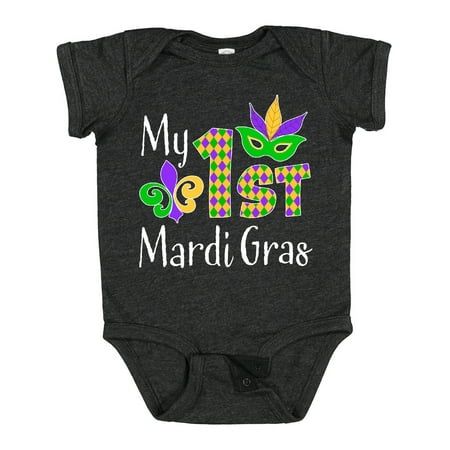 Get your party started with these fun My 1st Mardi Gras with Mask Baby Bodysuit. Perfect for a girl's night out in the French Quarter. Cute first Mardi Gras gift for your brother or sister! Our unisex one piece baby bodysuit make great gift for newborns, babies, infants, baby showers and expectant moms. An ideal gift for any new parent who will want one in every color. Baby Bodysuit. Size: 12 Months.  Color: Black.  Gender: female.  Age Group: infant. Reindeer Costume, Hoodie Romper, Baby Easter Gifts, Mardi Gras Outfits, Pumpkin Outfit, Mardi Gras Gifts, First Halloween, Boys Pajamas