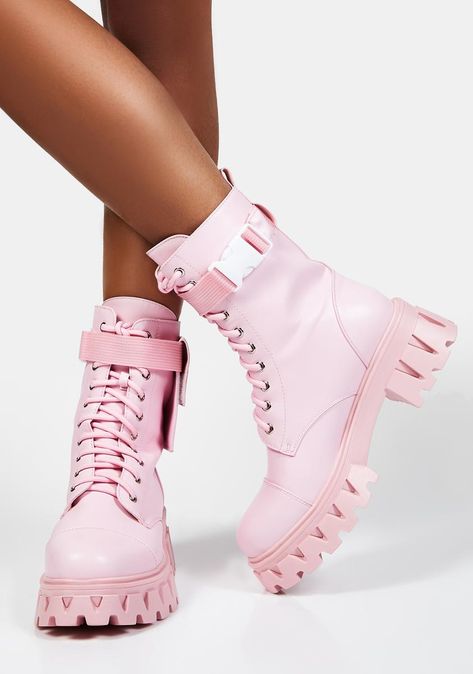 Pink Combat Boots, Knee High Combat Boots, Chunky Combat Boots, Summer Fashion 2022, Dolls Kill Shoes, Beach Styles, Punk Boots, Styles Summer, Pink Boots