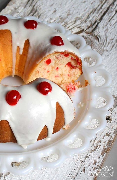 Maraschino Cherry Cake, Cherry Bundt Cake, Cherry Almond Cake, Cherry And Almond Cake, Cherry Desserts, Cherry Cake, Cherry Almond, Cherry Recipes, Almond Cake