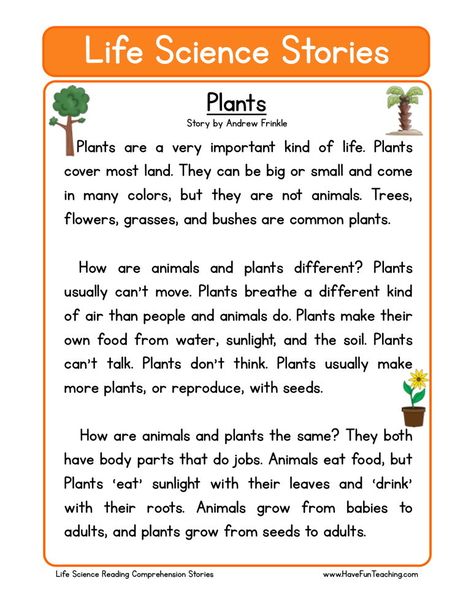 This Reading Comprehension Worksheet - Plants is for teaching reading comprehension. Use this reading comprehension story to teach reading comprehension. Character Stories, Science Reading Comprehension, Ingles Kids, First Grade Reading Comprehension, Reading Comprehension For Kids, Teaching Reading Comprehension, Reading Comprehension Lessons, Science Stories, Science Reading