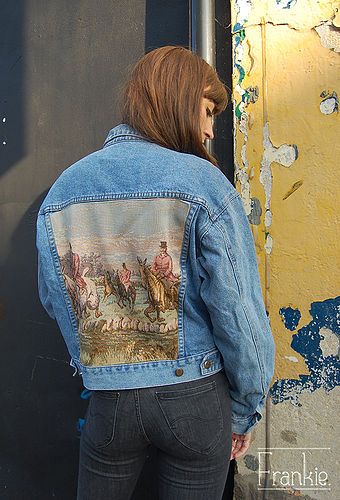 Custom Jean Jacket, Patchwork Sweatshirt, Denim Repair, Unique Jackets, Vintage Tapestry, Denim Crafts, Jean Jacket, Embroidery Patterns, Denim Jacket