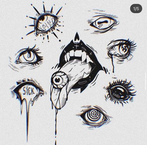 Cool Weird Tattoos, Eye Ball Art, Clowns Tattoo, Clown Tattoo Design, Tato Grunge, Drawing Weird, Weird Eyes, Eye Tattoo Design, 천사와 악마