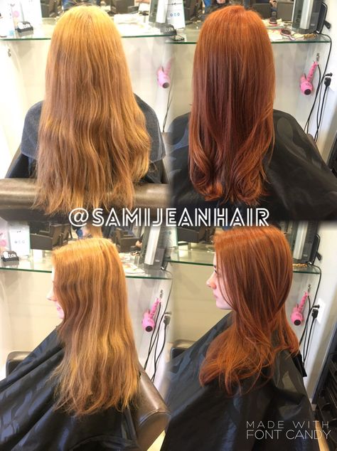 Before and after copper hair Ginger Hair Before And After, Blonde To Ginger Before And After, Blonde To Copper Hair Before And After, Blonde To Red Hair Before And After, Copper Red Hair, Auburn Highlights, Change Hair, Red Brown Hair, Hair Things