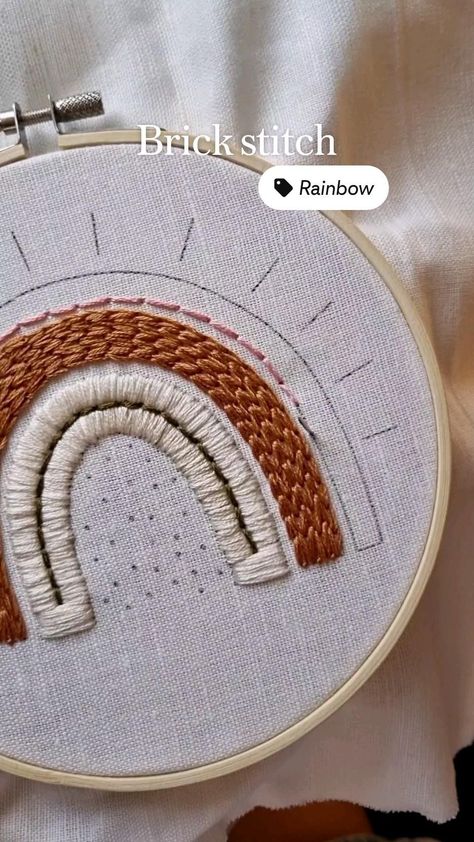 Brick stitch Hand embroidery for beginners Hand Embroidery For Beginners, Needlecraft Patterns, Rainbow Embroidery, Basic Hand Embroidery Stitches, Pattern Rainbow, Nursery Rainbow, Needlepoint Stitch, Baby Elefant, Diy Bead Embroidery