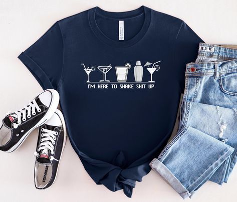 Bar Crawl Shirts, Bartender Uniform, Bartender Outfit, Bartender Shirts, Bar Owner, Bar Shirt, Work Shirts, Cricut Projects, Cute Shirts