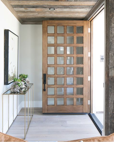 Sharing some of our favorite natural wood doors today on the blog.  Head to Beckiowens.com for all the details. 📷 #1 @brookewagnerdesign and #2 @grandfather_homes 🖤 swipe to see both Natural Wood Doors, Brooke Wagner, Reclaimed Wood Door, Ranch Farmhouse, Farmhouse Front Door, Wood Front Doors, Modern Ranch, Front Door Design, House Doors