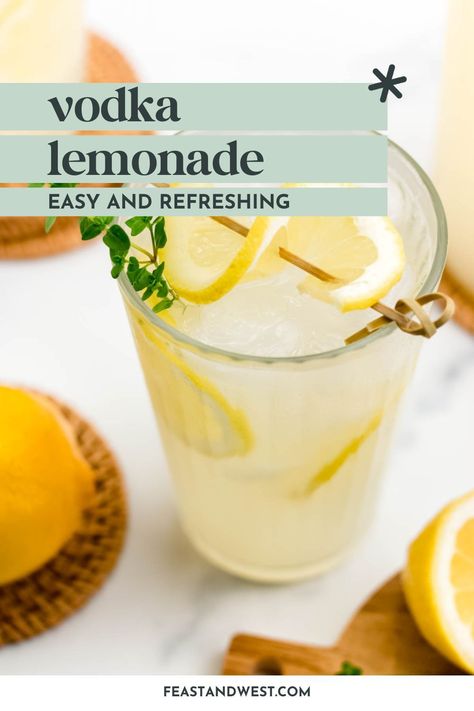 Vodka and lemonade are the ultimate pairing! The two-ingredient Vodka Lemonade cocktail is refreshing and light for summertime or anytime. Tito’s Lemonade, Vodka Lemonade Pitcher, Gallon Lemonade Recipe, Limoncello Lemonade, Sweet Tea Vodka, Flavored Lemonade, Simply Lemonade, Lemon Drop Cookies, Citrus Vodka