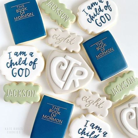 Ctr Cookies, Baptism Food, Baptism Decorations Boy, Baptism Party Decorations, Baptism Cookies, Lds Mission, Getting Baptized, Lds Baptism, Baptism Decorations