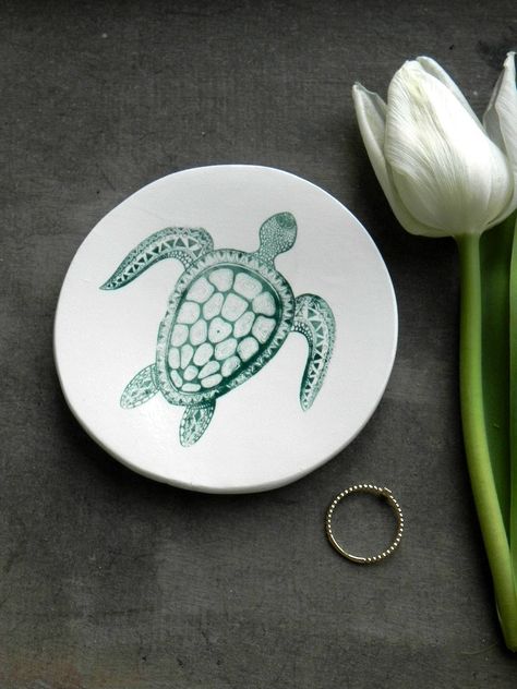 Turtle Pottery, Porcelain Ring, Pottery Home Decor, Ceramic Jewelry Dish, Ceramic Ring Dish, Unique Gifts For Women, Pottery Plates, Porcelain Clay, Nature Inspired Jewelry