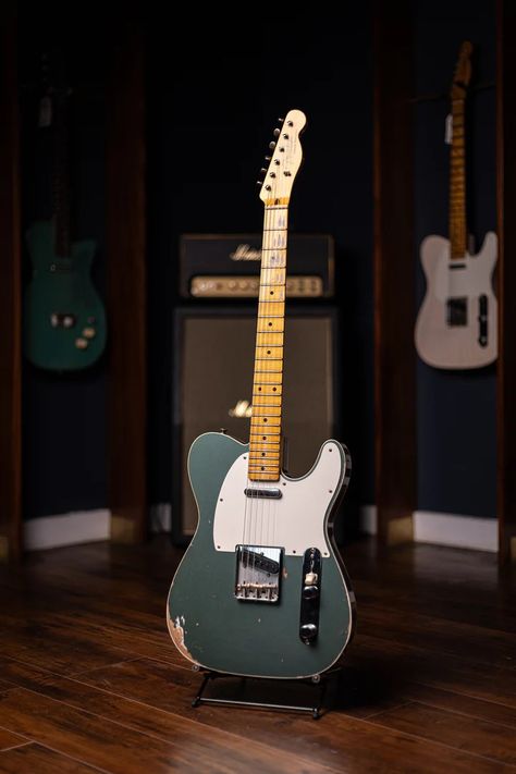 Fender Custom Shop '59 Telecaster Custom Relic Electric Guitar - Aged Sherwood Green Metallic Green Telecaster, Telecaster Custom, Fender Custom Shop, Electric Guitar, Guitar, Green