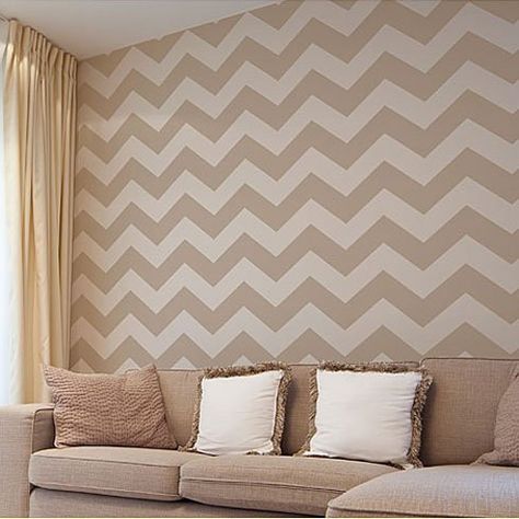 Trendy Stencils Wall Stencil Patterns for by CuttingEdgeStencils Chevron Stencil, Expensive Wallpaper, Easy Diy Paint, Wall Stencil Patterns, Wall Stencil, Wall Stencils, Wallpaper Accent Wall, Contemporary Room, Diy Wallpaper