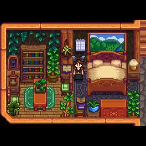 Grandpas shed - Used for Ancient Fruit & wine making & Shed is used for all artisan item production . Currently in Summer year 5 - single… | Instagram Stardew Valley Kitchen Design No Mods, Stardew Valley Room Decor, Quarry Stardew Valley, Stardew Valley Bedroom Ideas, Stardew Bedroom, Stardew Valley Bedroom Design, Stardew Valley Room Ideas, Stardew Inspiration, Stardew Design