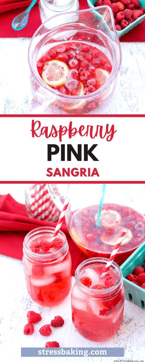 This raspberry pink sangria is made with rose, making it the perfect alcoholic beverage to sip on during the warmer months. A perfectly fruity sangria that’s easy to whip up for an outdoor party. This rose sangria is fruity, tart, light, and versatile for any summer gathering. Click through for step by step directions! Raspberry Sangria Recipes, Pink Sangria Recipe, Blush Sangria Recipe, Chardonnay Sangria, Raspberry Simple Syrup, Fruity Sangria, Raspberry Sangria, Rose Making, Pink Sangria