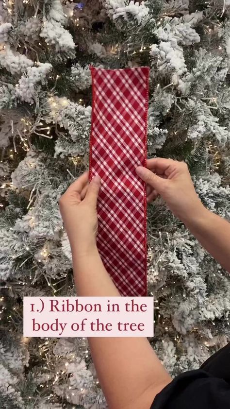 Christmas Tress Ribbon Ideas, Apply Ribbon To Christmas Tree, Burlap Ribbon Christmas Tree Easy Diy, Using Ribbon As Garland Christmas Trees, Ribbon Hacks For Christmas Tree, Ribbon Loops On Christmas Tree, How To Put Ribbon On A Christmas Tree Videos, Decorating A Christmas Tree With Ribbon, How To Tuck Ribbon In Christmas Tree