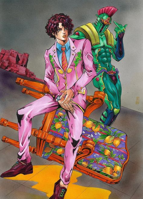 Jojo Pose Inspiration, Fan Made Jojo Characters, Jojo’s Bizarre Adventure Fanart, Fan Made Jojo Stands, Jojo Stands Oc, Stand User Outfit, Stand Ideas Jojo, Jojo Outfit Ideas, Jjba Clothes