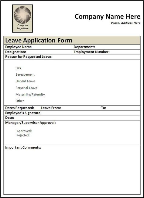 Leave Application Form Leave Request Form, Leave Application Form, Leave Form, Payslip Template, Packing Checklist Template, Leave Template, Surah Fatiha, Perfect Attendance, Printable Invoice