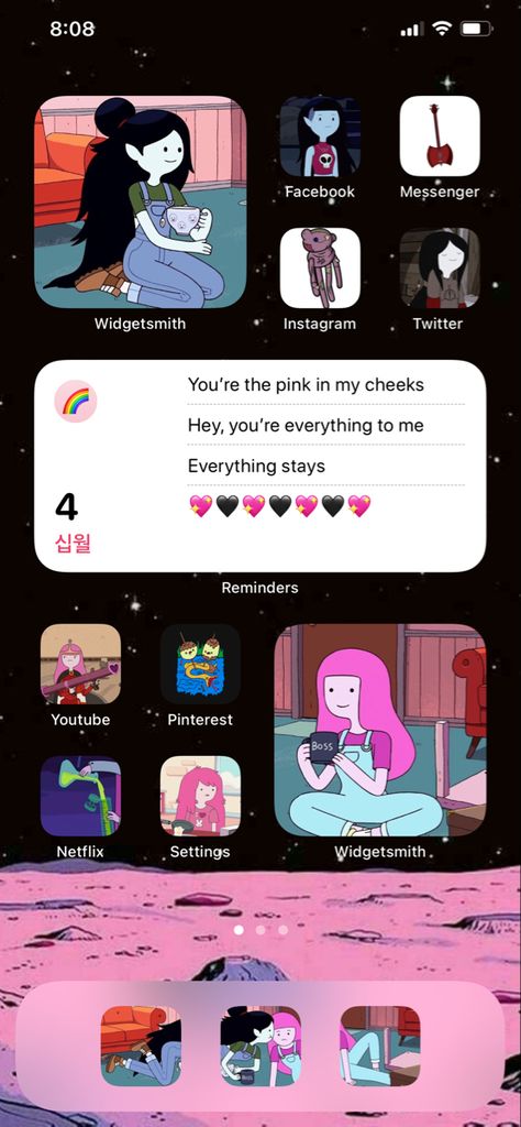 Marceline Widget, Adventure Time Themed Phone, Adventure Time Homescreen Layout, Adventure Time Ios, Adventure Time Phone Theme, Adventure Time Homescreen, Adventure Time Widget, Adventure Time Lockscreen, Adventure Time Banner