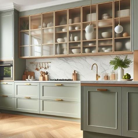 Embrace the tranquillity of sage green in your kitchen sanctuary. 🌿✨ 🍳 🍴 🥄 🥘#KitchenInspo #SageGreenDreams Sage Green Kitchen Cabinets, Green Kitchen Inspiration, Kitchen Sanctuary, Sage Kitchen, Brown Kitchen Cabinets, Sage Green Kitchen, Green Kitchen Cabinets, Kitchen Remodel Design, Brown Kitchens