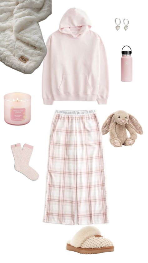 bunny jellycat, girl pajamas, pajama outfit, loungewear, ugg, ugg blanket, ugg slippers, cozy outfit, sleepover, pink pajamas, cozy night, fuzzy socks, pink, sabrina carpenter, candles, girls night, pjs, hollister pajamas Pink Sabrina Carpenter, Ugg Blanket, Night Pjs, Bunny Jellycat, Ugg Pajamas, Pajamas Cozy, Hollister Clothes, Outfit With Uggs, Pink Pjs