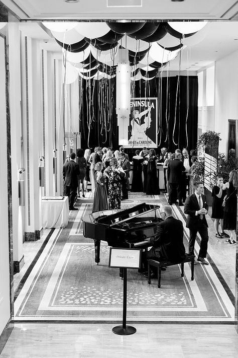 Peninsula Chicago, Cafe Brauer, Classic Black And White Wedding, Black And White Balloons, Vera Wang Gowns, Peninsula Hotel, Grand Foyer, Black And White Tiles, Black And White Wedding