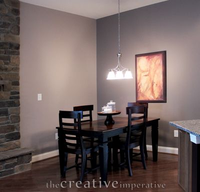 Gray/Purple kitchen eating nook.  Benjamin Moore Elephant Gray, Smoked Oyster Kylie's House, Bedroom Paint Colors Grey, Gray Painted Walls, Purple Kitchen, Kitchen Wall Colors, Dining Room Colors, Kitchen Paint Colors, Bedroom Color, Bedroom Color Schemes