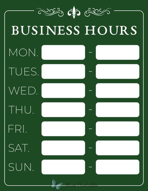 Printable Green Business Hours Sign Business Hours Sign, Template Green, Green Business, Sushi Restaurants, Sign Templates, Ibm Logo, Free Printable, Free Printables, Tech Company Logos