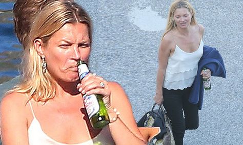 Kate Moss guffaws among friends with a beer in hand after her holiday Beer In Hand, Jamie Hince, Lila Grace, Kate Moss, Sunnies, Beer, Sun