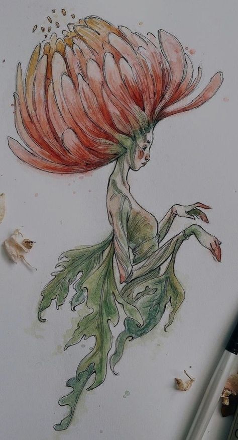 Spiderwick Drawings, Fantasy Plants Drawing, Fantasy Aesthetic Drawing, Whimsical Mushroom Art, Fae Drawings, Mushroom Fairy Art, Cool Nature Tattoos, Nature Tattoo Ideas, Cool Nature