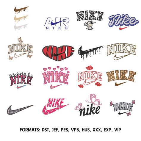 Nike embroidery design bundle file, Swoosh nike embroidery design pes, Nike Embroidery Bundle, Nike Logo Brand 12pcsFORMATS:dst, exp, hus, jef, pes, sew, vip, vp3, xxxAll formats and sizes are included in the zip file. We do not recommend you altering our designs in any way. We cannot guarantee the quality of the design once it's been altered by you or someone else.SHIPPING:No shipping since our items are virtual digital products only. You will receive your download links via email within a shor Nike Iron On Patches, Logo Of Brands, Cute Nike Embroidery Sweatshirt, Embroidery Designs Sewing Machines, Diy Nike Embroidery, Nike Print Design, Embroidery Nike Designs, Embroidery Designs For Machines, Nike By You